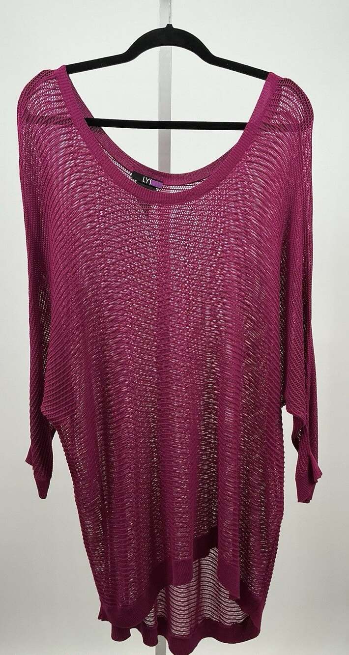 LYS Mesh Scoop Neck Top Blouse - Plus Size 2X